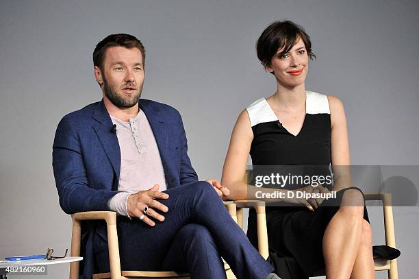 Joel Edgerton and Rebecca Hall attend Meet the Filmmaker: Joel Edgerton and Rebecca Hall, "The Gift" at Apple Store Soho on July 27, 2015 in New York...