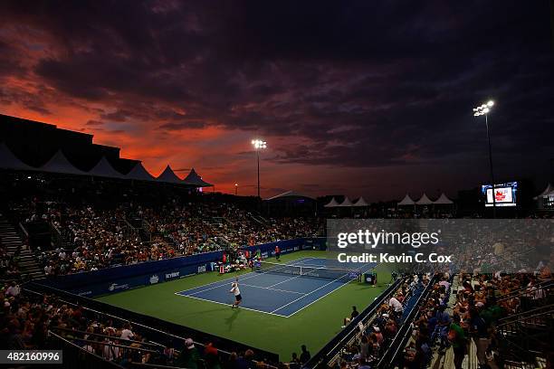 General view of Stadium court prior to the exhibition match between Andy Roddick and Frances Tiafoe during the BB&T Atlanta Open at Atlantic Station...