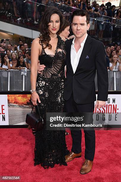 America Olivo and Christian Campbell attend the New York premiere of Mission: Impossible - Rogue Nation at the AMC Lincoln Square in Times Square on...