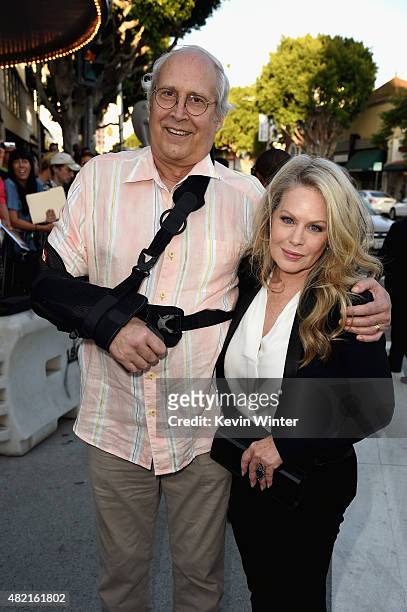 Actors Chevy Chase and Beverly D'Angelo attend the premiere of Warner Bros. Pictures "Vacation" at Regency Village Theatre on July 27, 2015 in...