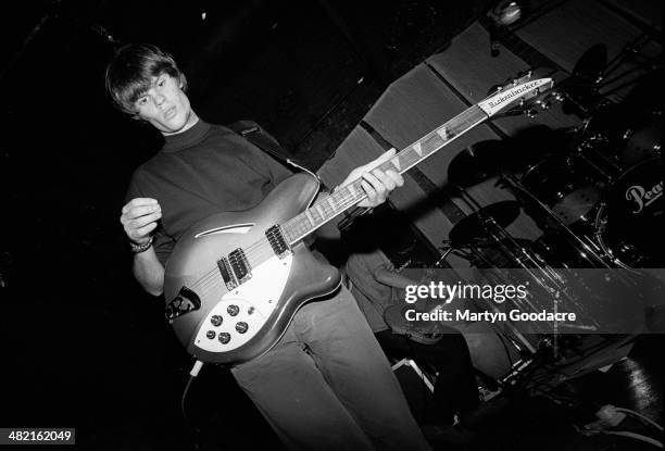 Neil Halstead and Nick Chaplin of Slowdive perform on stage, United Kingdom, 1991.