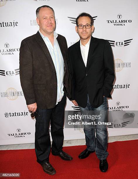 Producers Eric Brenner and Gary Preisier arrive for the screening of "Blunt Force Trauma" held at CAA on July 20, 2015 in Century City, California.