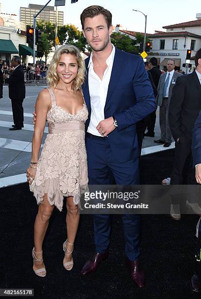 Elsa Pataky and Chris Hemsworth arrives at the Premiere Of Warner Bros. "Vacation" at Regency Village Theatre on July 27, 2015 in Westwood,...