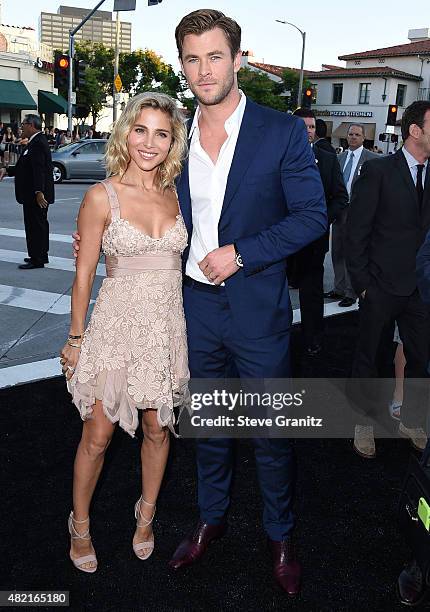 Elsa Pataky and Chris Hemsworth arrives at the Premiere Of Warner Bros. "Vacation" at Regency Village Theatre on July 27, 2015 in Westwood,...