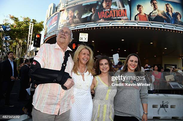 Actor Chevy Chase, wife Jayni Chase, daughters Caley Chase and Emily Chase attend the premiere of Warner Bros. Pictures "Vacation" at Regency Village...