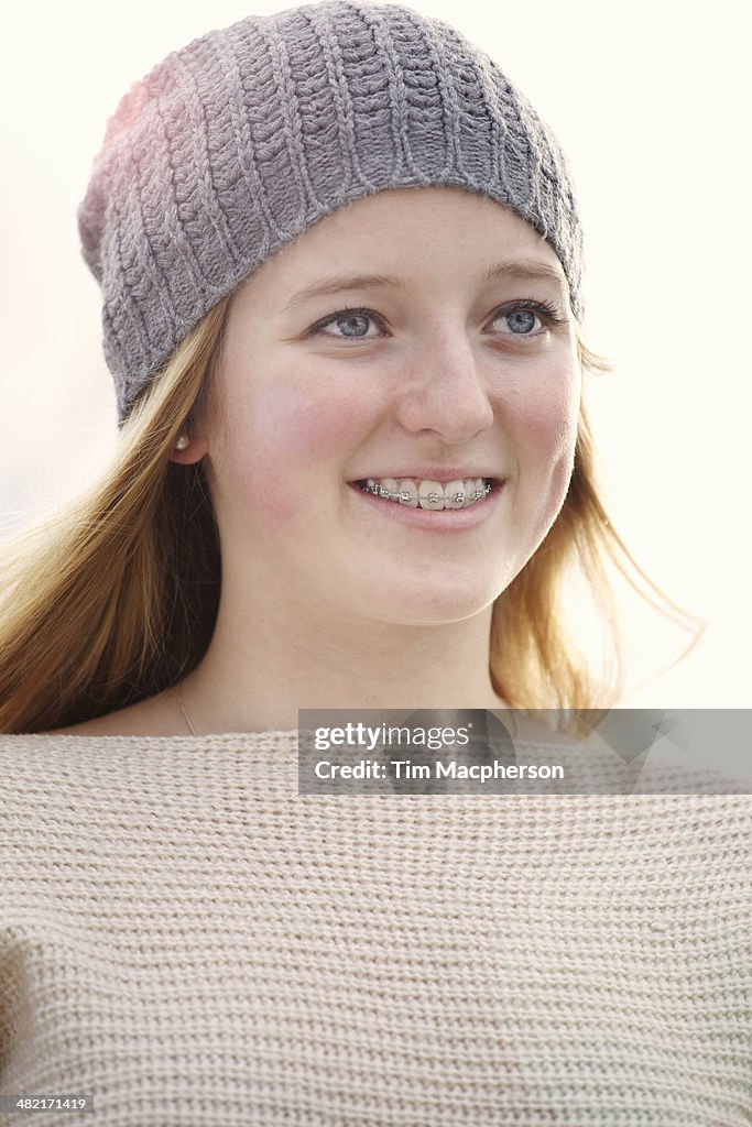 Close up outdoor portrait of a teenage girl