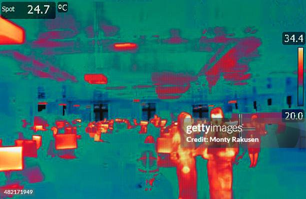 infrared heat image of office - température photos et images de collection