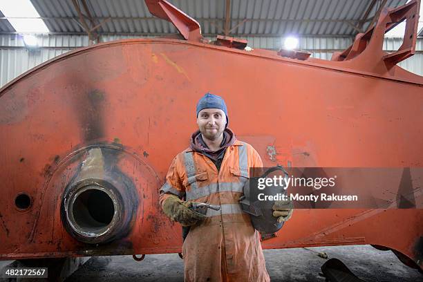 portrait of apprentice engineer in surface coal mine - coal miner stock pictures, royalty-free photos & images