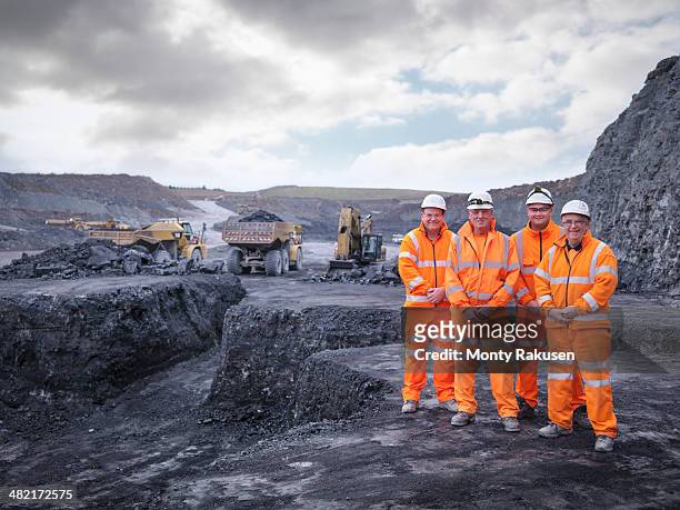 portrait of digger drivers in surface coal mine - mine worker stock pictures, royalty-free photos & images