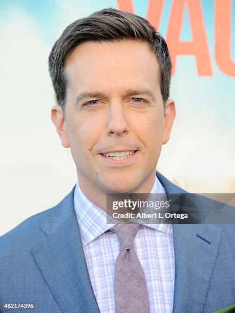 Actor Ed Helms arrives for the Premiere Of Warner Bros. Pictures' "Vacation" held at Regency Village Theatre on July 27, 2015 in Westwood, California.