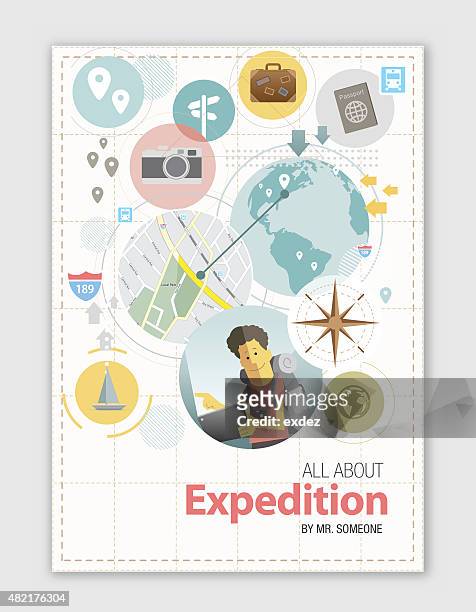 ilustrações, clipart, desenhos animados e ícones de expedição de design - mochileiro