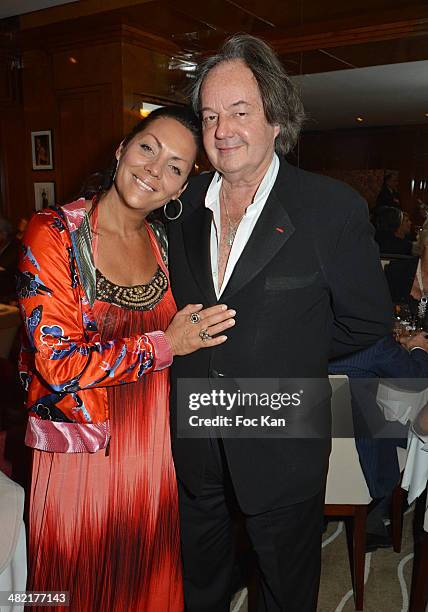 Hermine de Clermont TonnerreÊand Gonzague Saint Bris attend the Penati Al Baretto Restaurant Opening Dinner at the Hotel de Vigny on April 2, 2014 in...