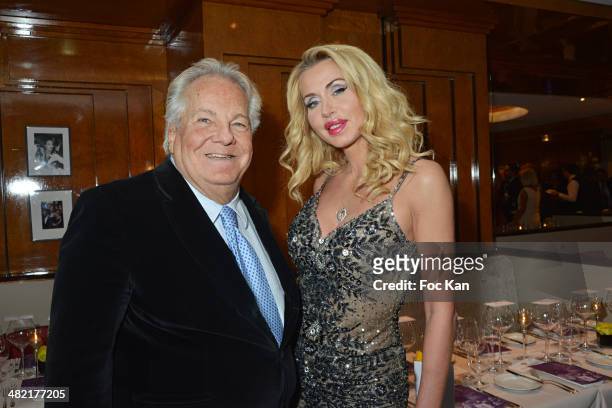 Massimo Gargia and Valeria Marini attend the Penati Al Baretto Restaurant Opening Dinner at the Hotel de Vigny on April 2, 2014 in Paris, France.