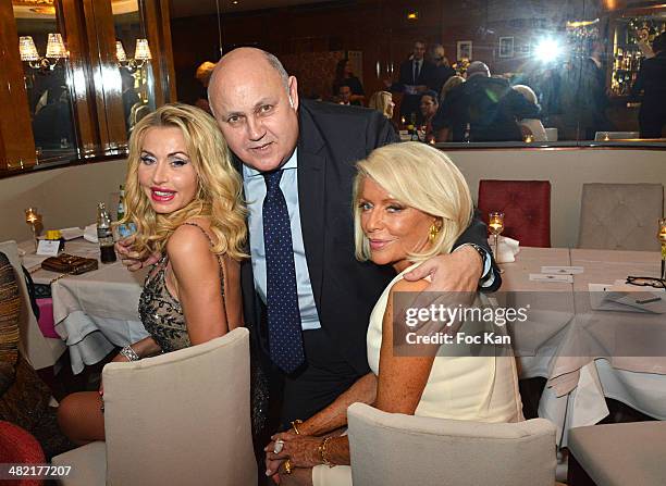 Valeria Marini, Alfredo Gallulo and Countess Martine De Leseleuc de Kerouara attend the Penati Al Baretto Restaurant Opening Dinner at the Hotel de...