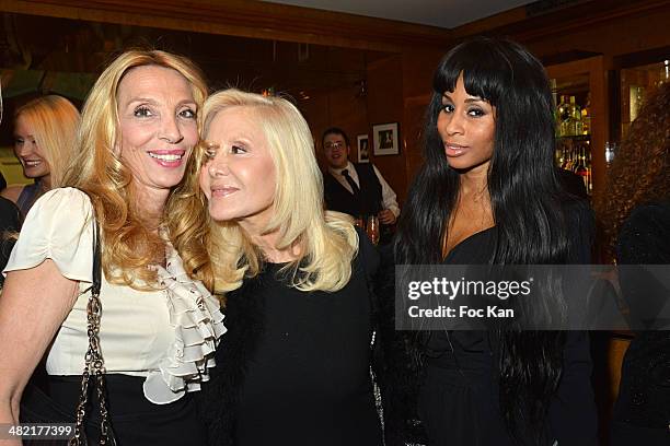 Sylvie Elias, Michele Couturier and Mia Frye attend the Penati Al Baretto Restaurant Opening Dinner at the Hotel de Vigny on April 2, 2014 in Paris,...