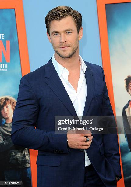 Actor Chris Hemsworth arrives for the Premiere Of Warner Bros. Pictures' "Vacation" held at Regency Village Theatre on July 27, 2015 in Westwood,...