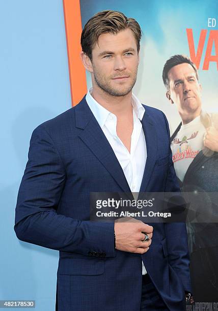 Actor Chris Hemsworth arrives for the Premiere Of Warner Bros. Pictures' "Vacation" held at Regency Village Theatre on July 27, 2015 in Westwood,...