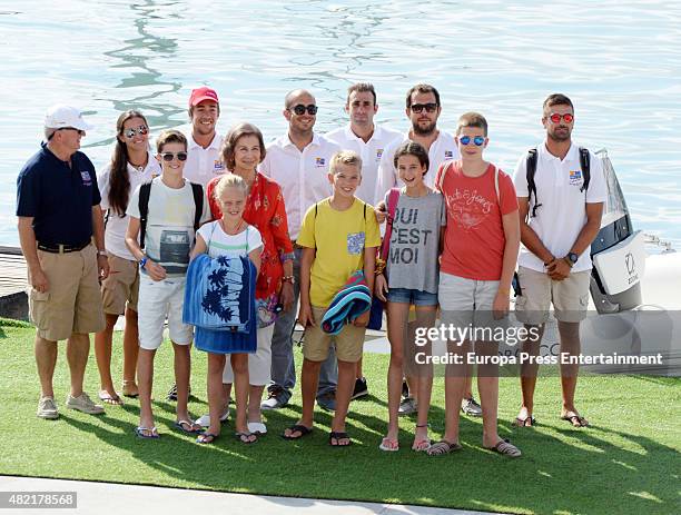 Queen Sofia and their grandaughters Victoria Federica de Marichalar and Irene de Marichalar and grandsons Juan Valentin Urdangarin , Pablo Nicolas...