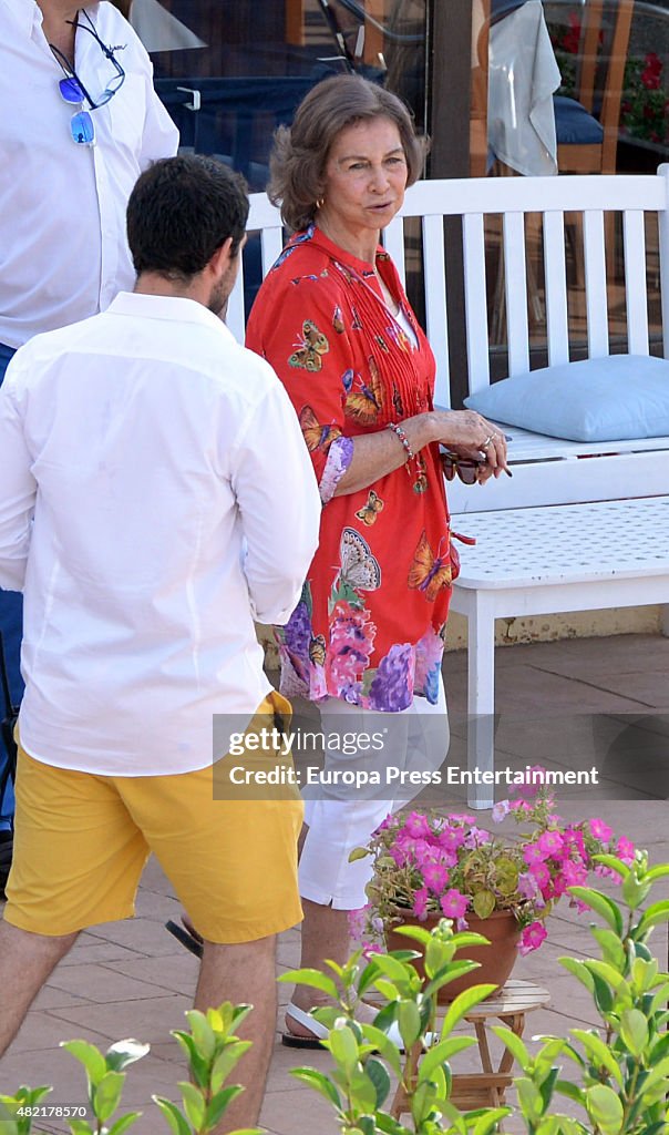 Spanish Royals At The Calanova Nautic Club In Mallorca - July 27, 2015