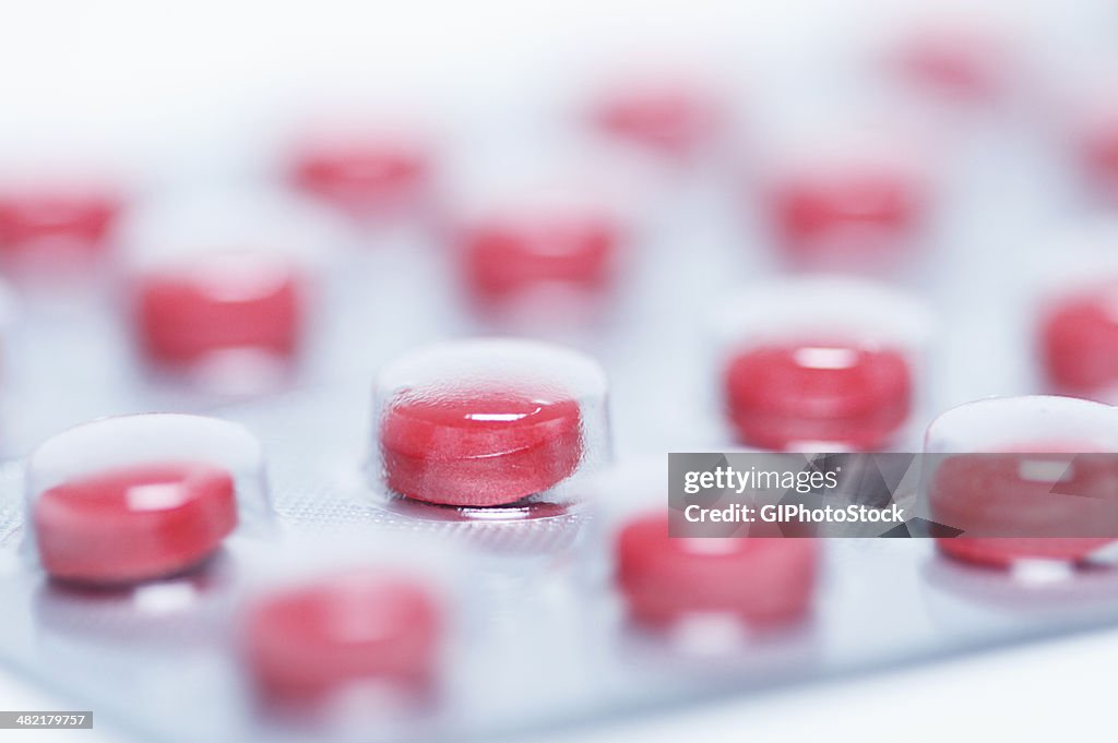 Pseudoephedrine hydrochloride pills in blister pack