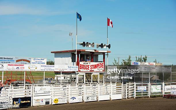 shoots and booth for the bruce stampede rodeo - commentator stock pictures, royalty-free photos & images