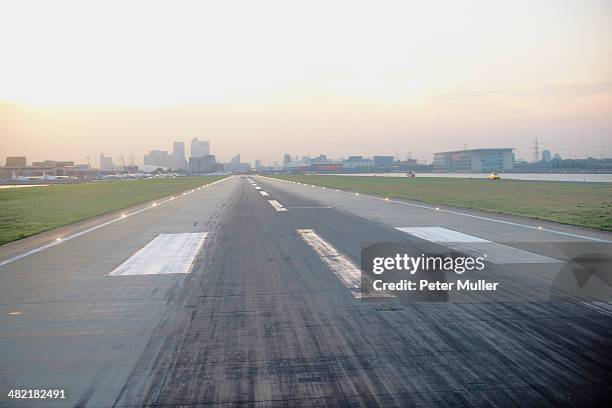 elevated view of airport runway, london, uk - london airport stock pictures, royalty-free photos & images
