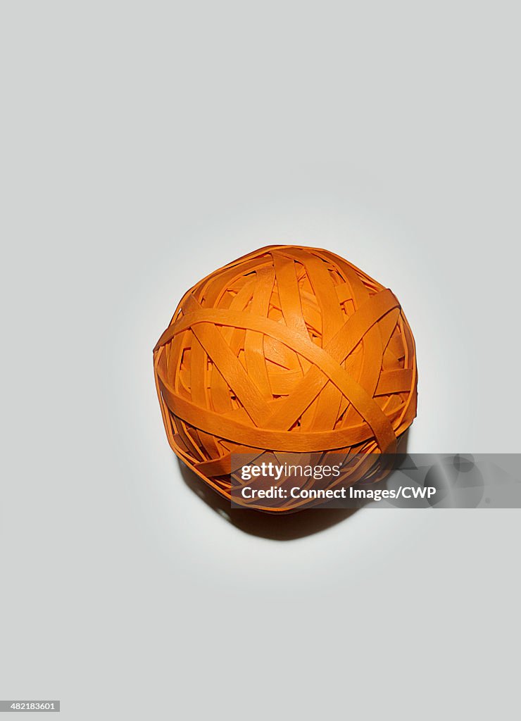 Close up of rubber band ball