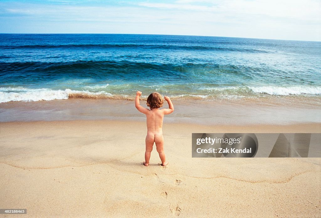 Naked Toddler on Beach