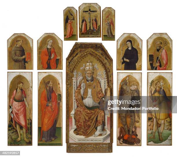 Italy, Veneto, Padua, Civic Museums. Whole artwork view. Enthroned St. Peter with St. John the Baptist, Saint Paul, Saint Michael the Archangel, St....