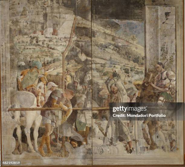 Italy, Veneto, Padua, Church of the Eremitani, Ovetari Chapel. Whole artwork view. Hagiographic account taken from The Golden Legend.