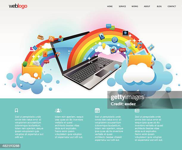 multimedia cloud computing - editorial template stock illustrations