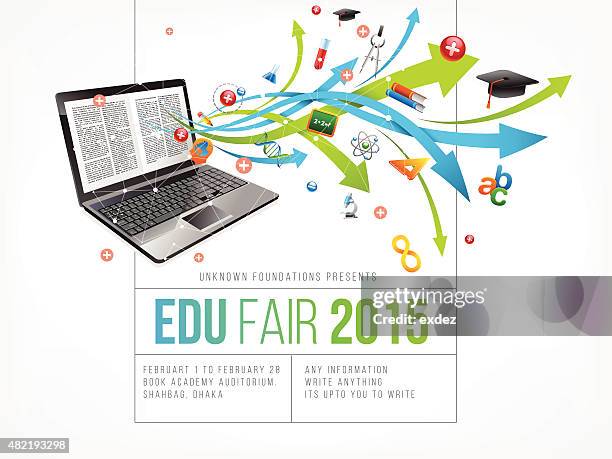 education fair poster design - educational subject stock illustrations