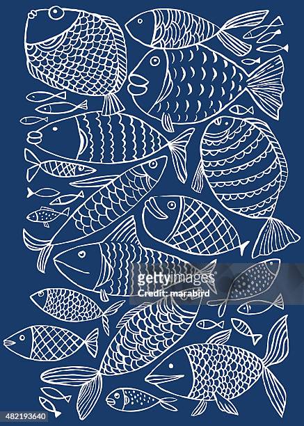 fish pattern - fin 幅插畫檔、美工圖案、卡通及圖標