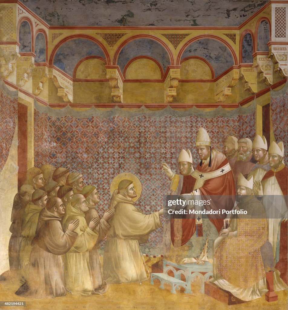 The confirmation of the rule, by Giotto, 1297 - 1299, 13th Century, fresco, 230 x 270 cm