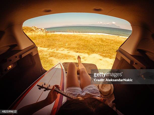 camping in meinem van - minibus stock-fotos und bilder