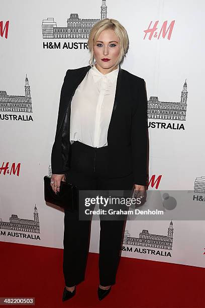 Hayley Hasslehoff attends the VIP launch party for H&M Australia at the GPO on April 3, 2014 in Melbourne, Australia.