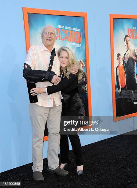 Actors Chevy Chase and Beverly D'Angelo arrive for the Premiere Of Warner Bros. Pictures' "Vacation" held at Regency Village Theatre on July 27, 2015...