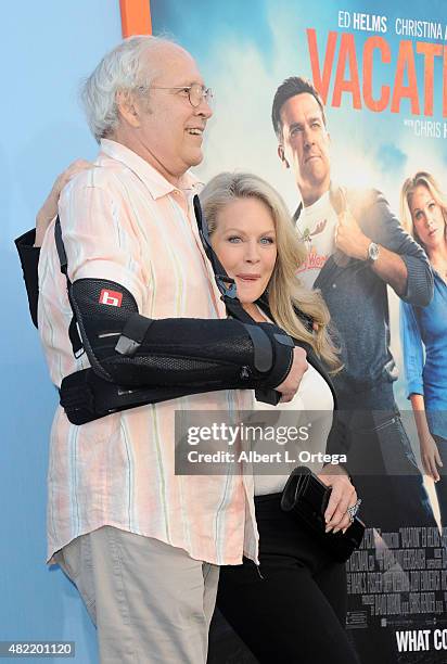 Actors Chevy Chase and Beverly D'Angelo arrive for the Premiere Of Warner Bros. Pictures' "Vacation" held at Regency Village Theatre on July 27, 2015...