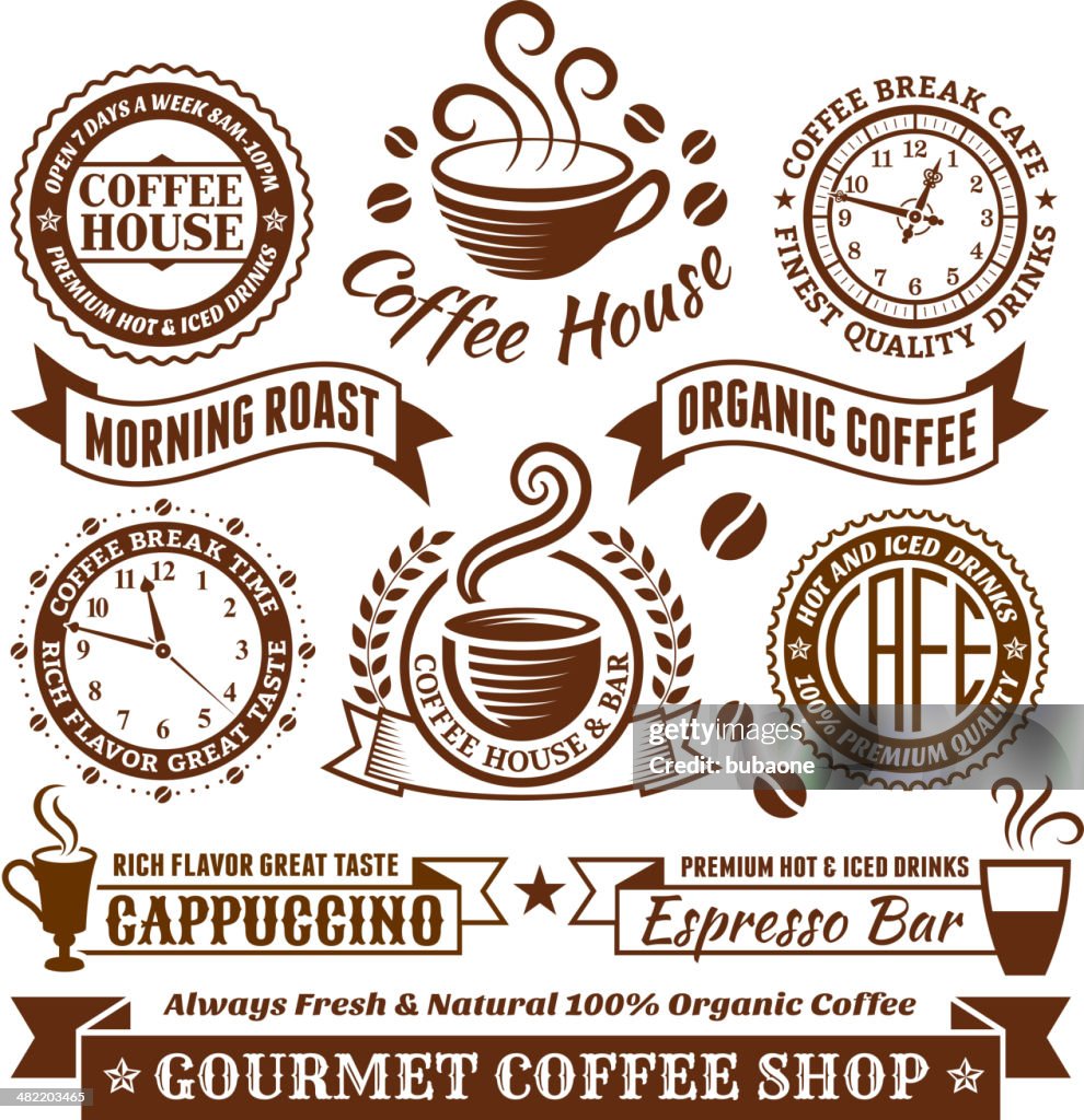 Coffee & Cafe Elegant royalty-free vector arts, Banners Labels Collection