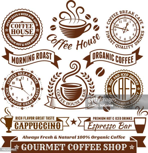 stockillustraties, clipart, cartoons en iconen met coffee & cafe elegant royalty-free vector arts, banners labels collection - hot drink
