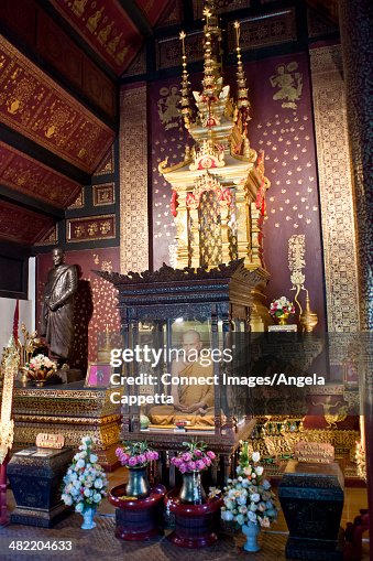Buddhist shrine, Wat Phrathat Doi Suthep Temple, Chiang Mai City, Thailand Buddhist shrine, Wat Phrathat Doi Suthep Temple, Chiang Mai City, Thailand