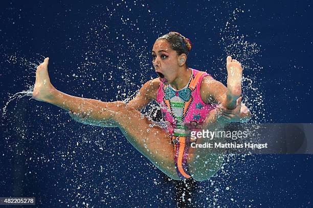Member of the Mexico team competes in the Women's Team Free Synchronised Swimming Preliminary on day four of the 16th FINA World Championships at the...
