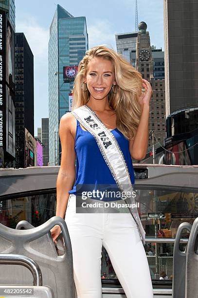 Miss USA 2015 Olivia Jordan takes a Gray Line CitySightseeing tour on July 28, 2015 in New York City.
