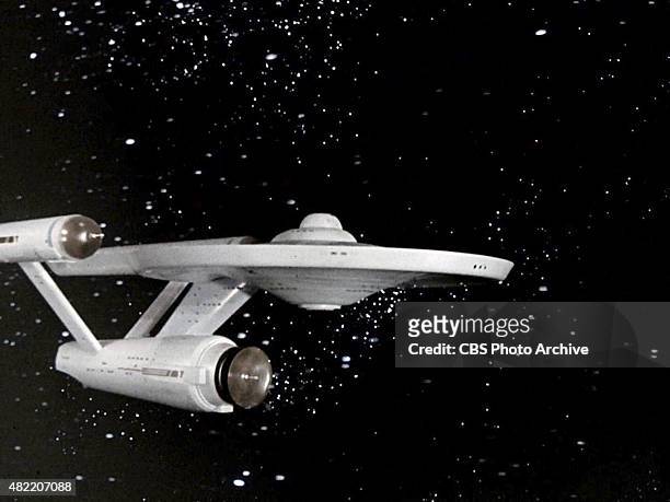 The USS Enterprise during the opening credit for in the STAR TREK: The Original Series episode, "The Cage." This is the pilot episode completed early...