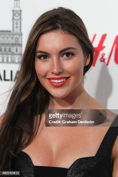 Miss Universe Australia 2013 Olivia Wells attends the VIP launch party for H&M Australia at the GPO on April 3, 2014 in Melbourne, Australia.