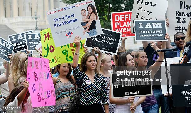 Republican presidential candidate, U.S. Sen. Ted Cruz speaks during a Anti-abortion rally opposing federal funding for Planned Parenthood in front of...