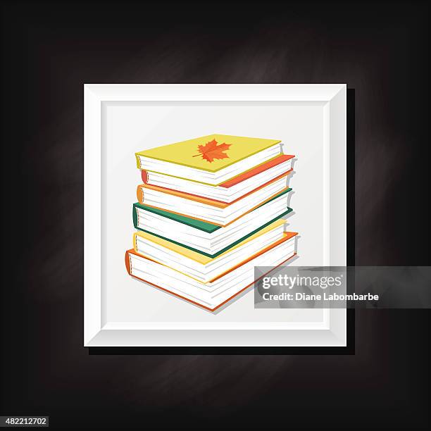 stack of books on a square blackboard icon - ctrl alt delete by tom baldwin book launch stock illustrations