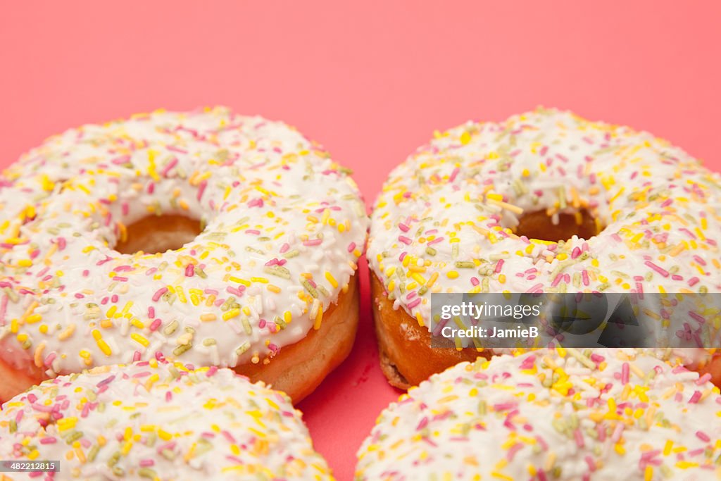 Close-up of Four Doughnuts