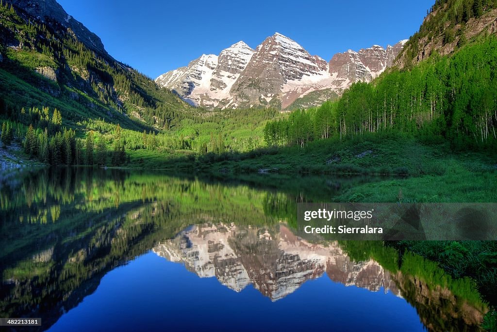 EUA, Aspen, Colorado, Maroon Bells da manhã