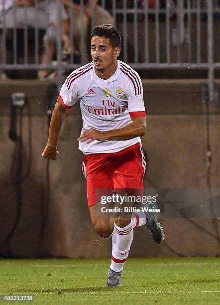 Eduardo Salvio of SL Benfica in action during an International Champions Cup 2015 match against ACF Fiorentina at Rentschler Field on July 24, 2015...